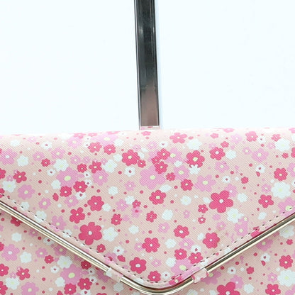 Preworn Womens Pink Floral Leather Clutch Size Small