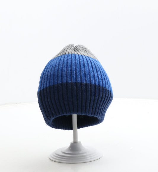 George Boys Blue Colourblock Acrylic Beanie One Size