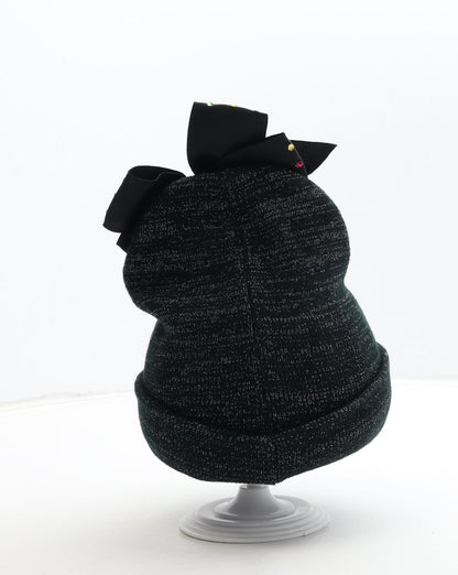 Preworn Girls Black Acrylic Beanie One Size