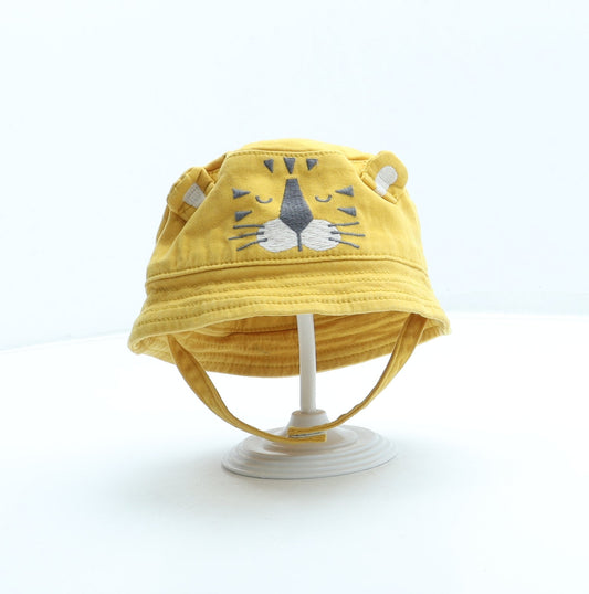 F&F Boys Yellow Cotton Bucket Hat Size XS - Tiger design