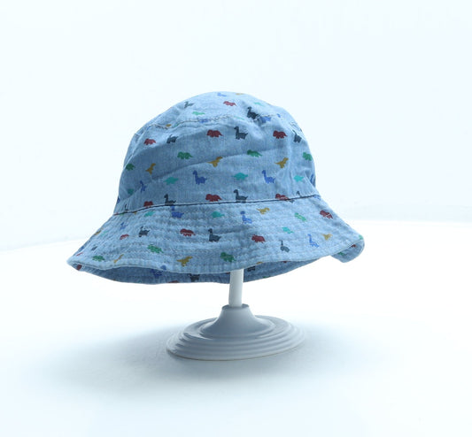 George Boys Blue Cotton Bucket Hat Size XS - Dinosaur pattern