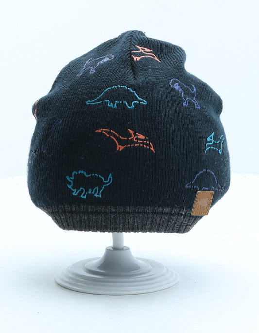 F&F Boys Blue Geometric Acrylic Beanie One Size - Dinosaur