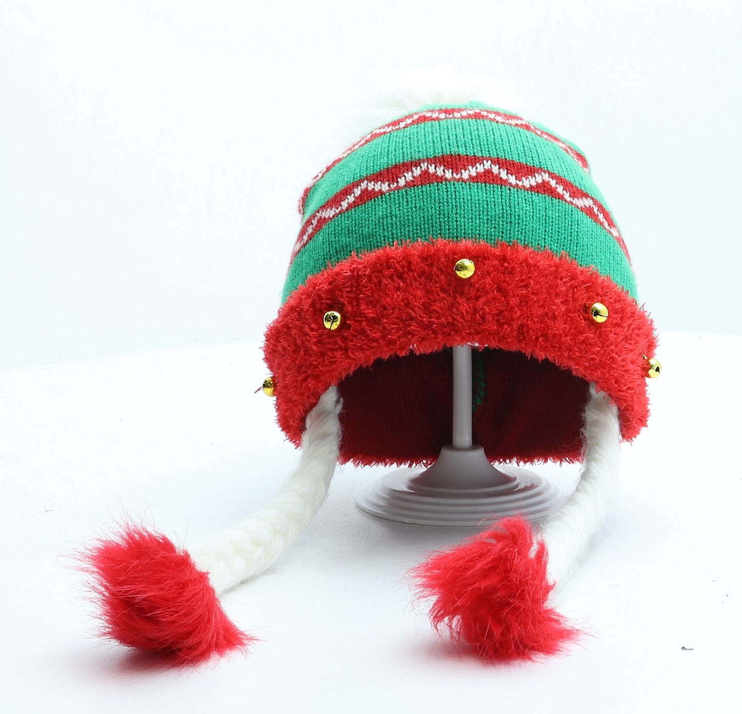 George Girls Multicoloured Fair Isle Acrylic Bobble Hat One Size - Christmas