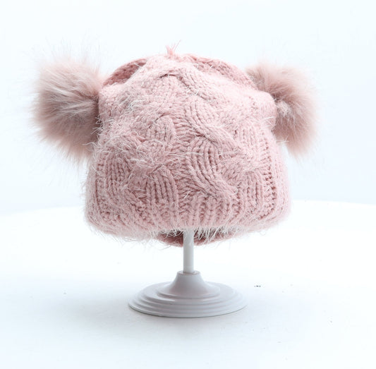 Primark Girls Pink Modacrylic Bobble Hat One Size