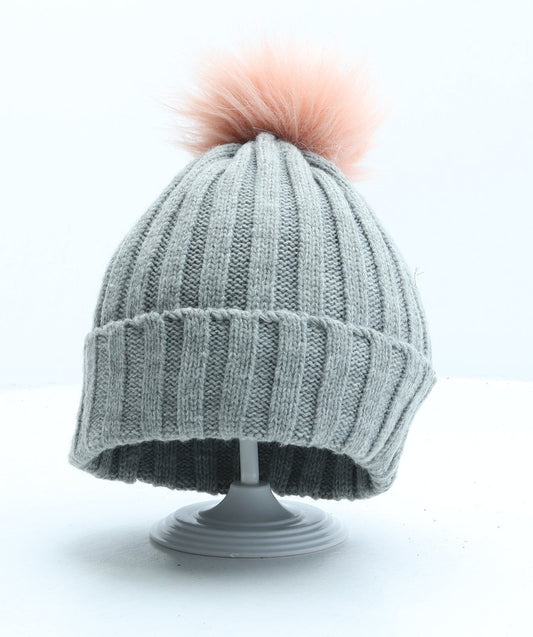 Primark Girls Grey Acrylic Bobble Hat One Size