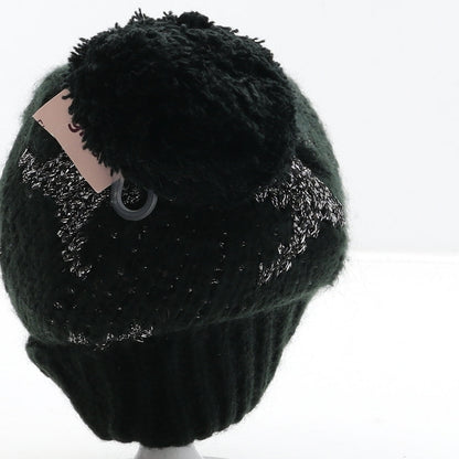 PepCo Girls Girls Black Acrylic Bobble Hat Size S - Star Detail