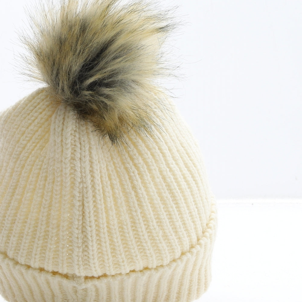 Primark Womens Ivory Polyester Bobble Hat One Size
