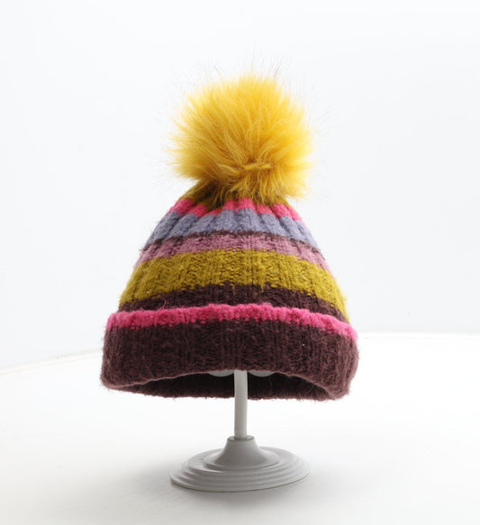 George Girls Multicoloured Colourblock Acrylic Bobble Hat One Size