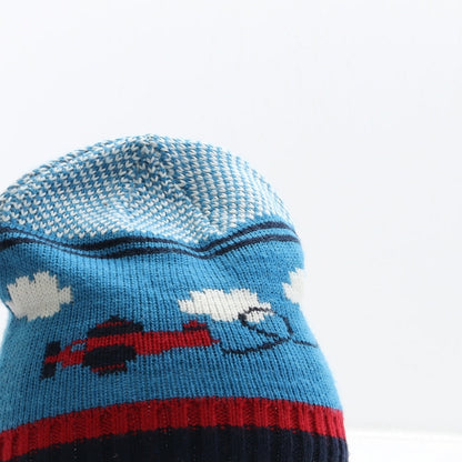 George Boys Black Acrylic Beanie One Size - Aeroplane Detail