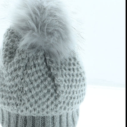 George Girls Grey Acrylic Bobble Hat One Size - Pom Pom