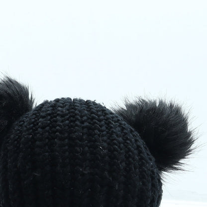 Atmosphere Girls Black Acrylic Bobble Hat One Size - Pom Pom