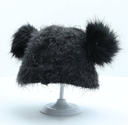 Preworn Girls Black Acrylic Bobble Hat One Size