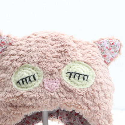Preworn Girls Pink Polyester Trapper Hat One Size - Owl/flowers