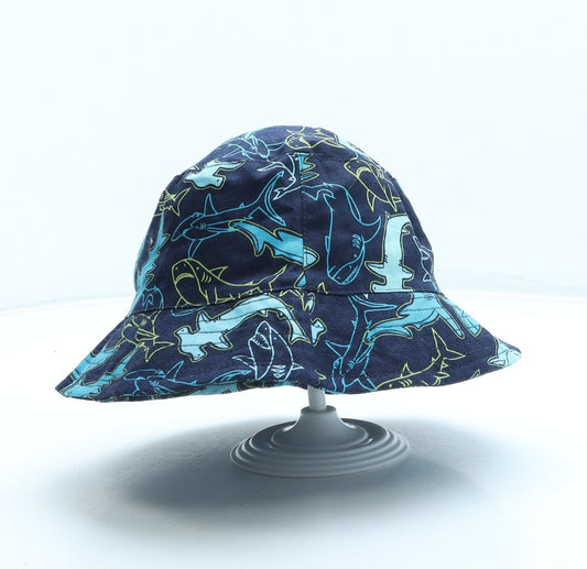 F&F Boys Blue Geometric Cotton Bucket Hat One Size - Shark print