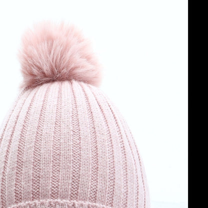 Primark Girls Pink Polyester Bobble Hat One Size - Pom Pom