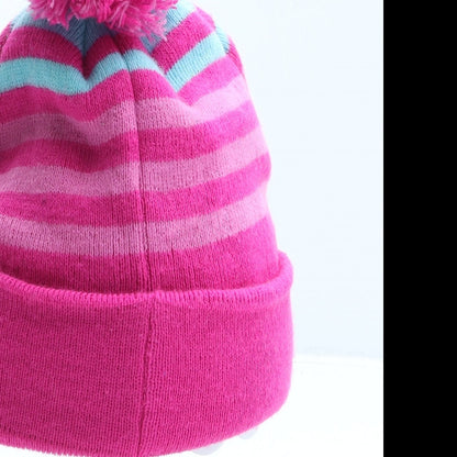 George Girls Pink Striped Acrylic Bobble Hat One Size - Minions