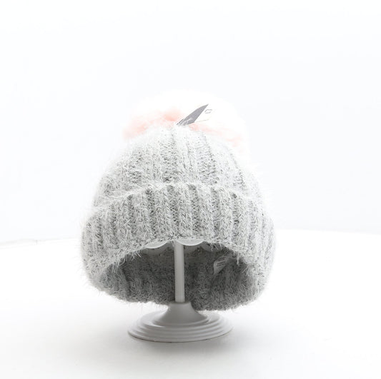 George Womens Grey Acrylic Bobble Hat One Size
