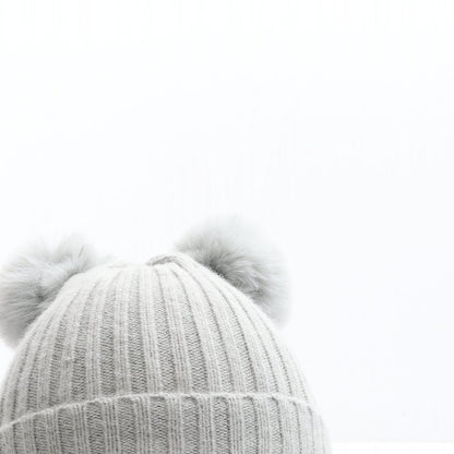 Primark Girls Grey Polyester Bobble Hat Size S