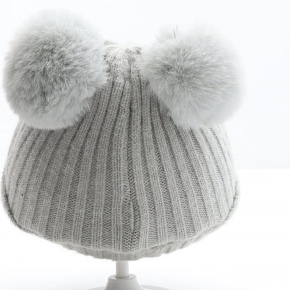 Primark Girls Grey Polyester Bobble Hat Size S