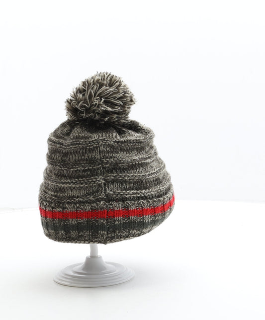 F&F Boys Brown Acrylic Bobble Hat Size S
