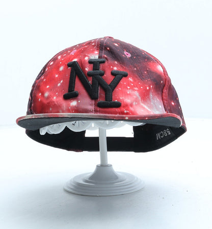 Preworn Mens Red Geometric Cotton Snapback Size 58 - New York