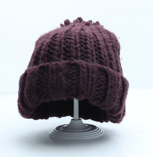 Primark Womens Purple Acrylic Bobble Hat One Size