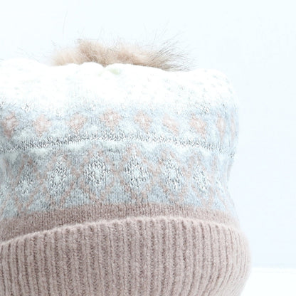 George Girls Multicoloured Fair Isle Acrylic Bobble Hat One Size