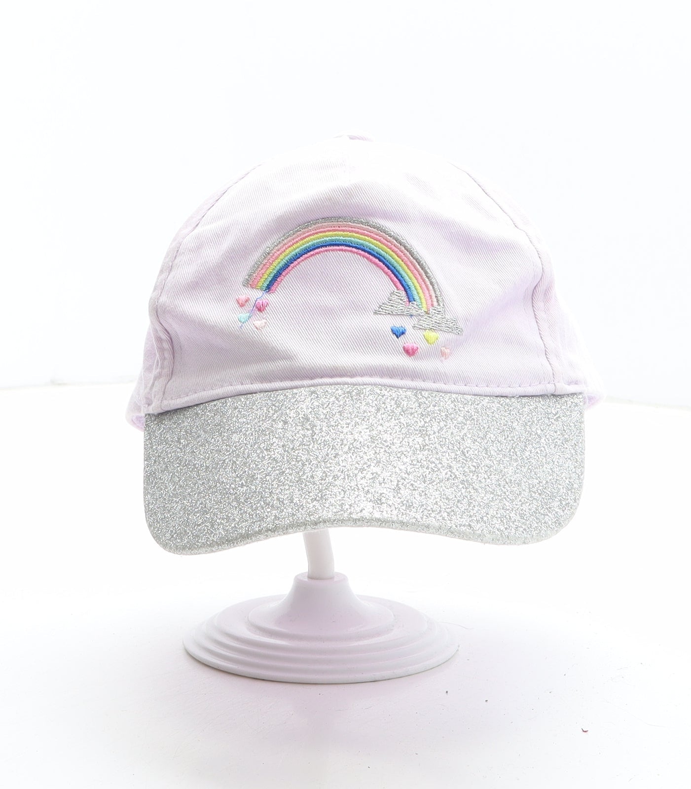 F&F Girls Pink Cotton Baseball Cap One Size - Rainbow