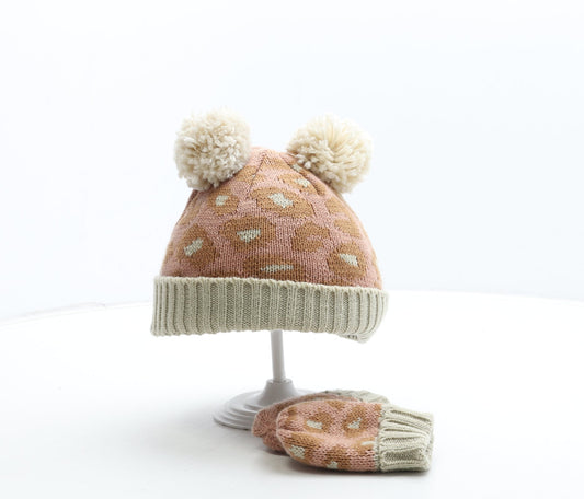 George Girls Multicoloured Geometric Polyester Bobble Hat Size S
