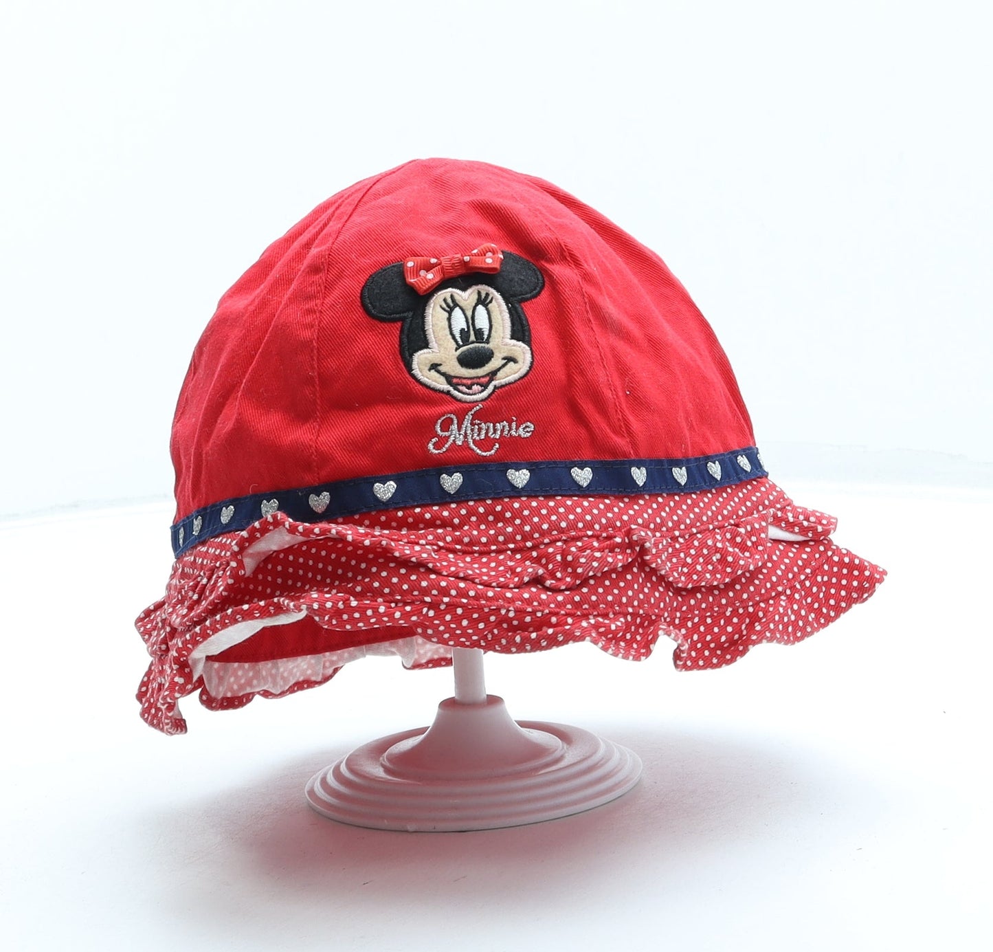 F&F Girls Red Geometric Cotton Bucket Hat One Size - Minnie Mouse