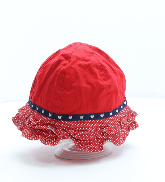 F&F Girls Red Geometric Cotton Bucket Hat One Size - Minnie Mouse