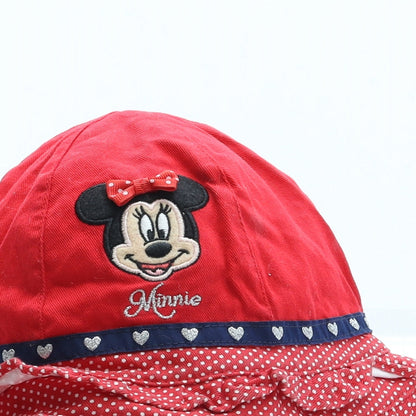 F&F Girls Red Geometric Cotton Bucket Hat One Size - Minnie Mouse