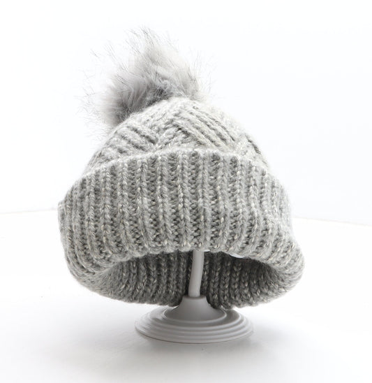Preworn Girls Grey Acrylic Bobble Hat One Size