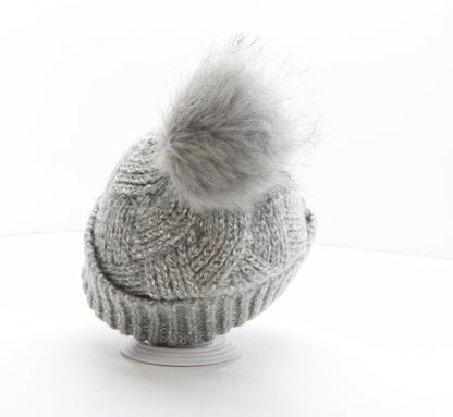 Preworn Girls Grey Acrylic Bobble Hat One Size