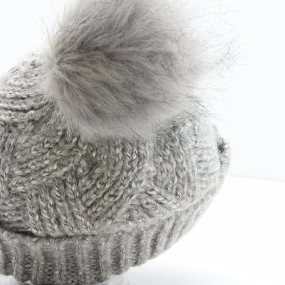 Preworn Girls Grey Acrylic Bobble Hat One Size