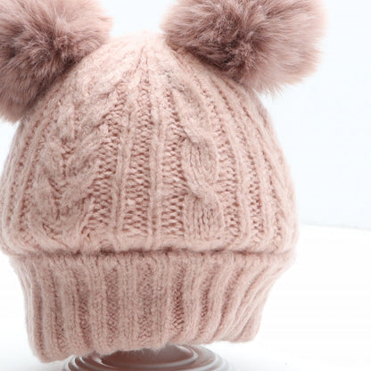 Preworn Girls Pink Acrylic Bobble Hat One Size
