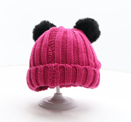 Preworn Girls Pink Acrylic Bobble Hat One Size