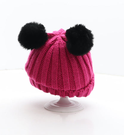 Preworn Girls Pink Acrylic Bobble Hat One Size