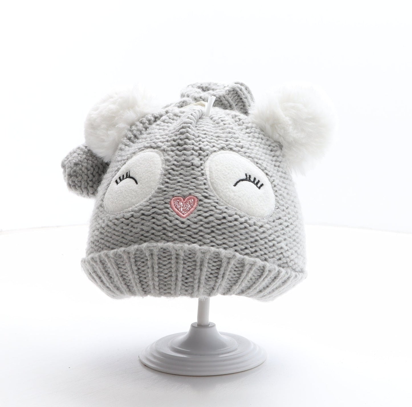 Preworn Girls Green Geometric Acrylic Bobble Hat One Size - Owl