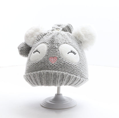 Preworn Girls Green Geometric Acrylic Bobble Hat One Size - Owl