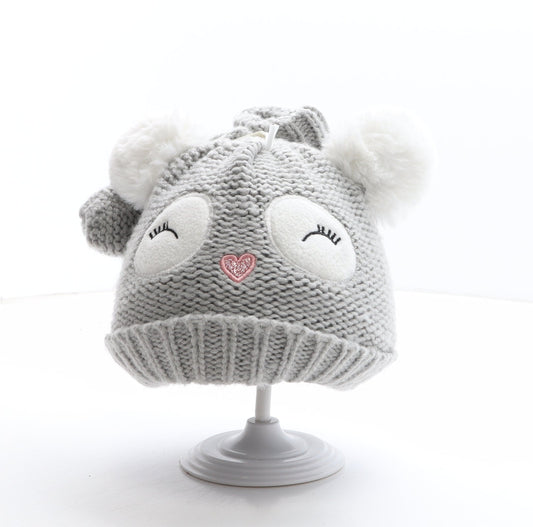 Preworn Girls Green Geometric Acrylic Bobble Hat One Size - Owl