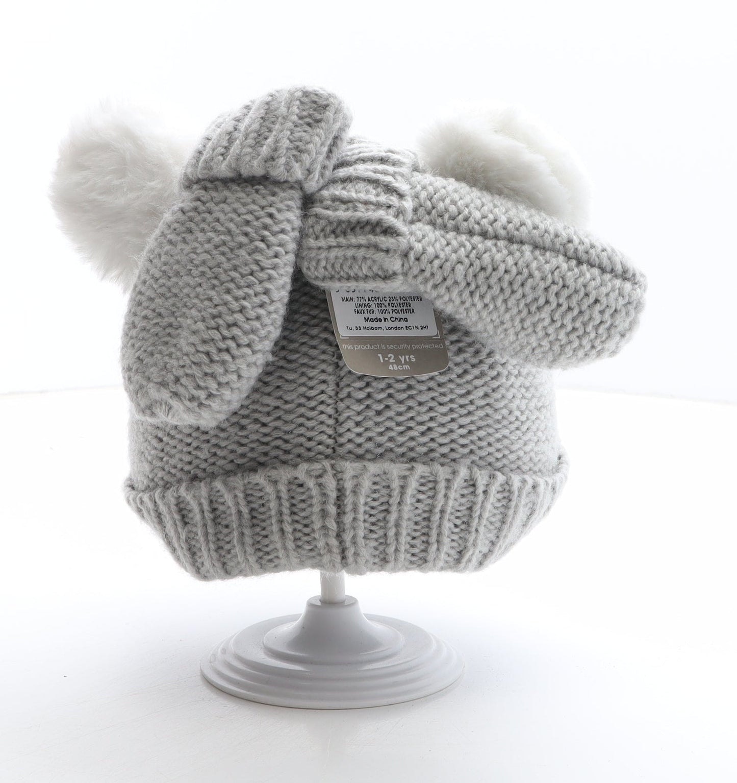 Preworn Girls Green Geometric Acrylic Bobble Hat One Size - Owl