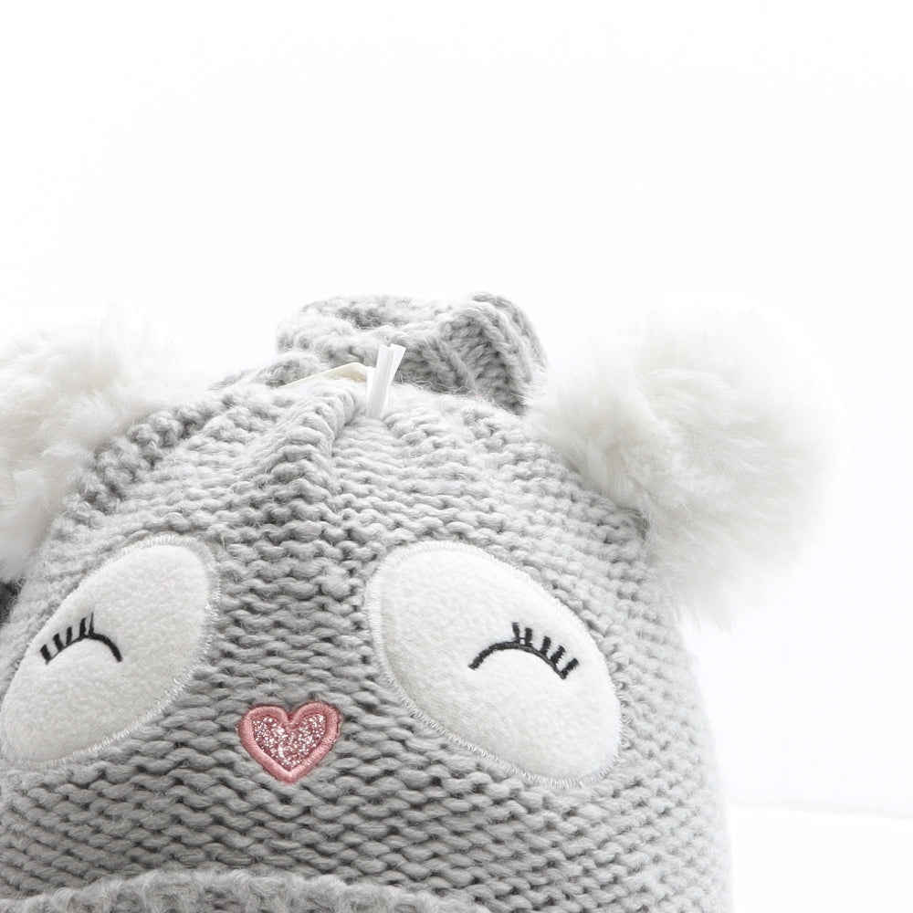 Preworn Girls Green Geometric Acrylic Bobble Hat One Size - Owl