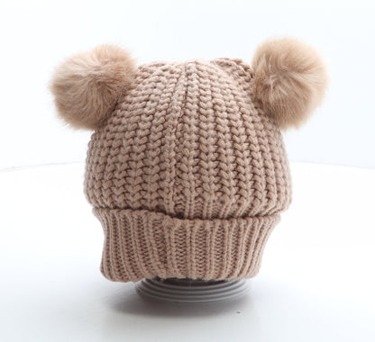 Preworn Girls Pink Acrylic Bobble Hat One Size