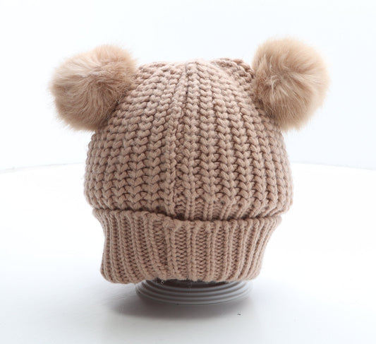 Preworn Girls Pink Acrylic Bobble Hat One Size