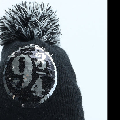 F&F Girls Black Acrylic Bobble Hat One Size - Harry Potter