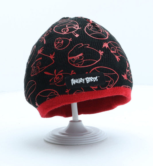 George Boys Black Geometric Acrylic Beanie One Size - Angry Birds