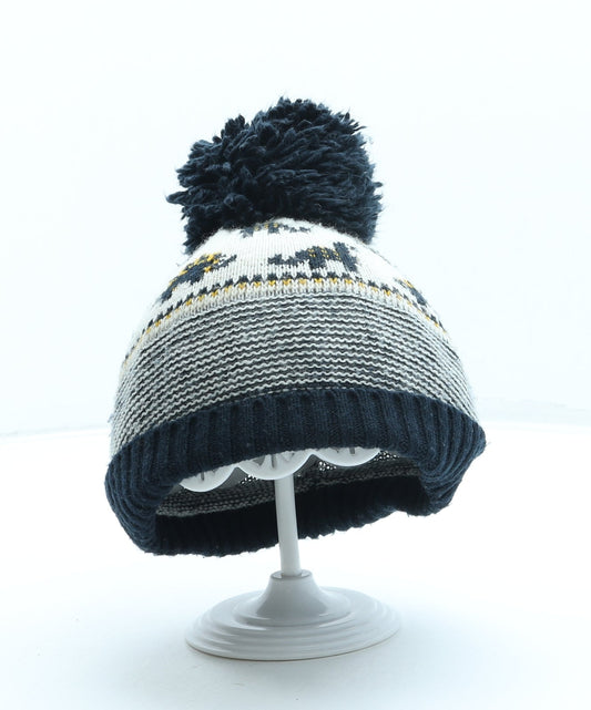 George Boys Blue Geometric Acrylic Bobble Hat One Size - Dinosaur