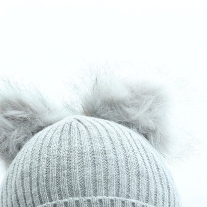 PEP&CO Girls Grey Polyester Bobble Hat One Size - Pom Pom