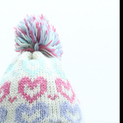 F&F Girls Beige Geometric Acrylic Bonnet One Size - Hearts